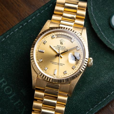 gold diamant rolex oyster perpetual day date altes modell|rolex perpetual day date 36.